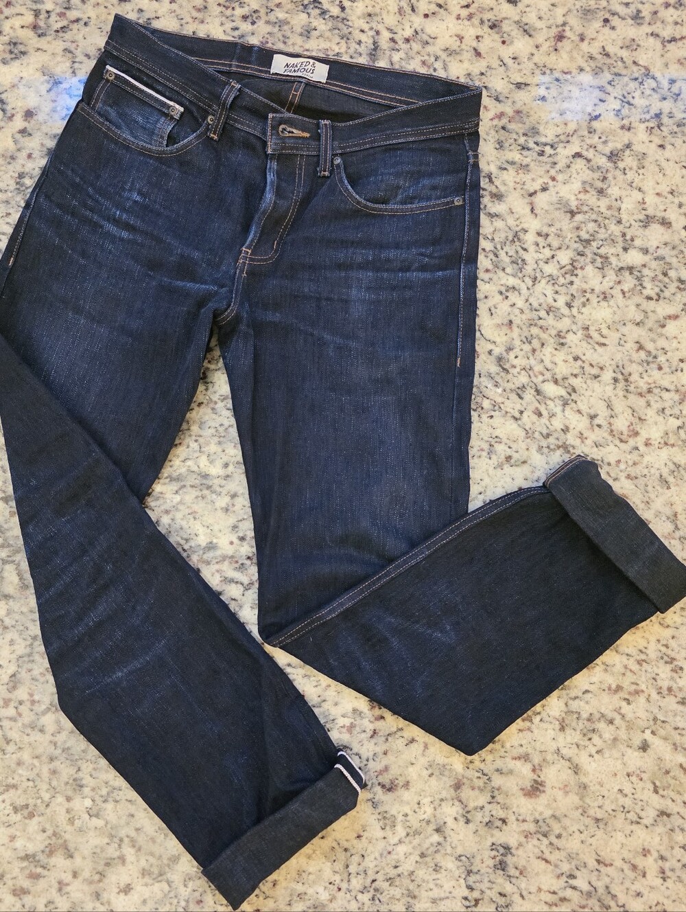 Naked & Famous - Okayama Spirit 5 Indigo/Black 16oz Selvedge Slubby Denim Jeans